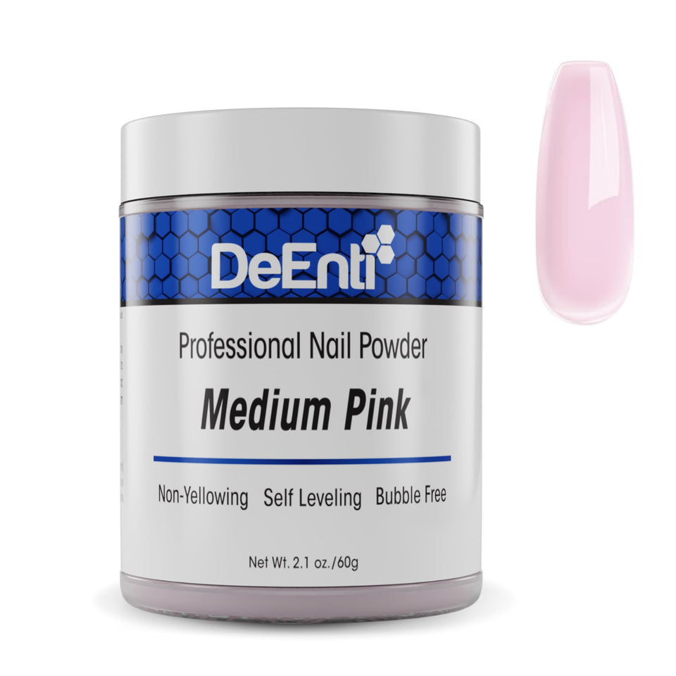 DeEnti medium pink front packaging showing product and benefit of salon-quality finish