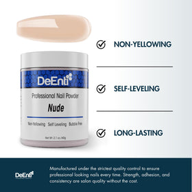 DeEnti open jar showing true nude color and bubble-free finish benefits
