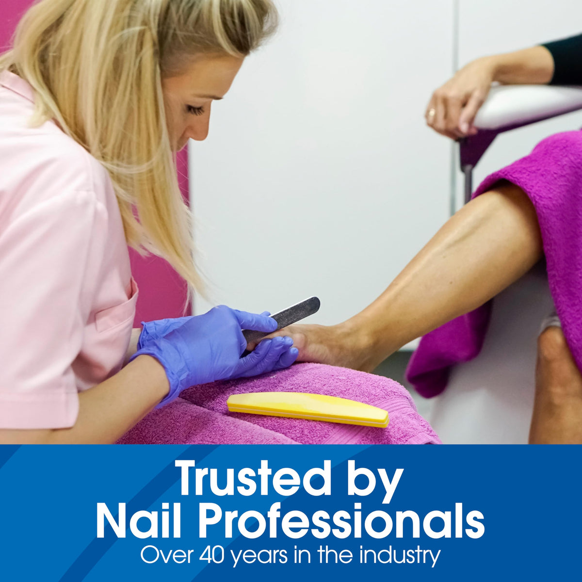 DeEnti with pumice and tools lifestyle scene encouraging at-home pedicure care