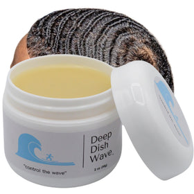 Deep Dish Wave front jar showing label and compact packaging for travel