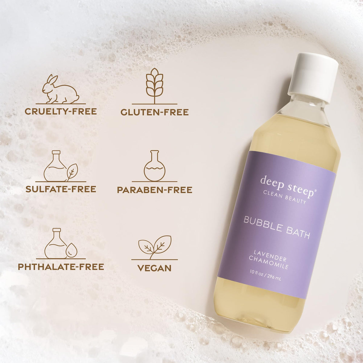 Deep Steep back label detail with ingredient list for clean-beauty transparency