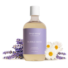 Deep Steep bottle front view showing lavender chamomile scent and gentle formula benefits