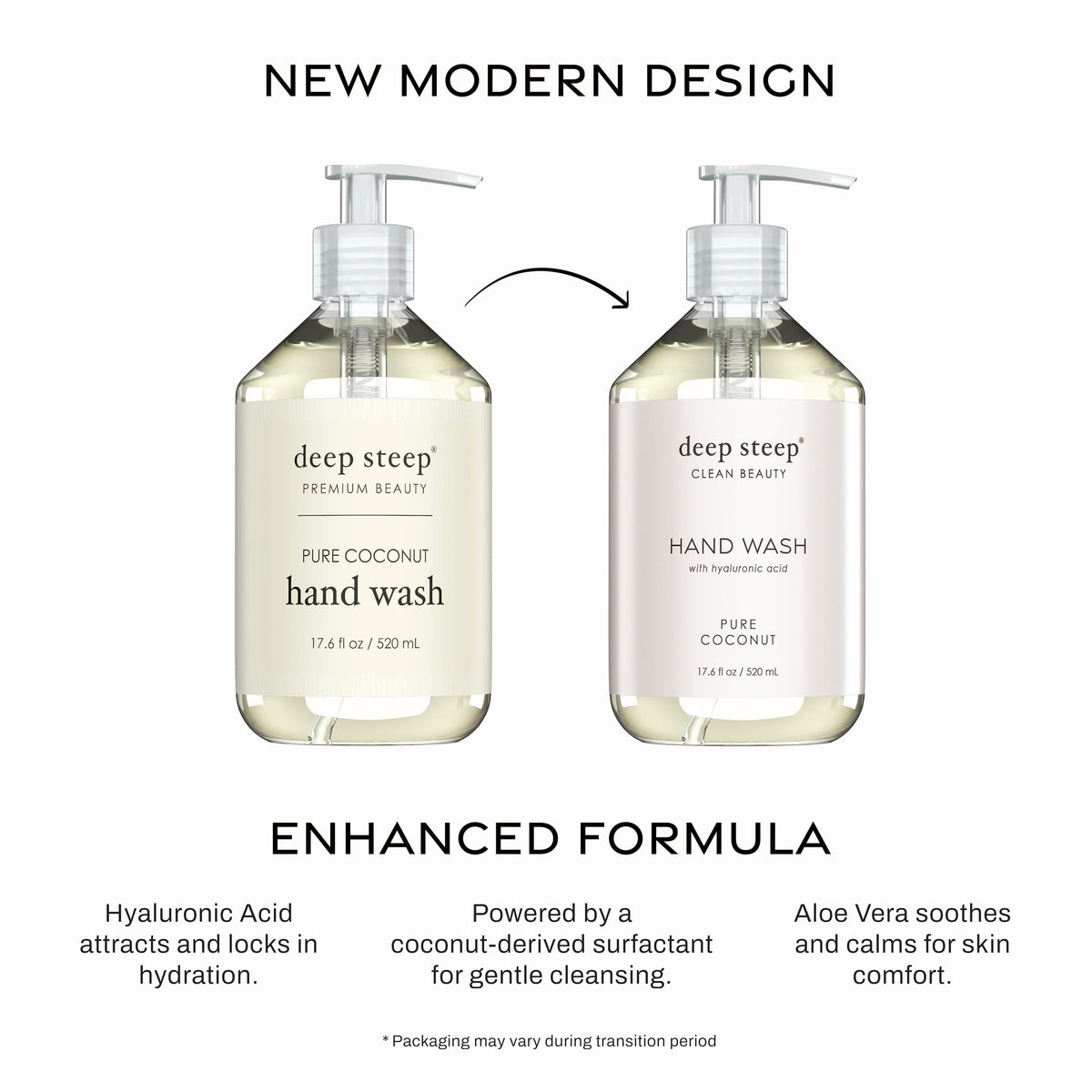 Deep Steep pump dispensing lather showing easy use and gentle cleansing