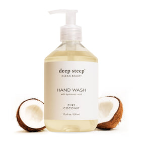 Deep Steep front bottle displaying product and coconut scent benefits