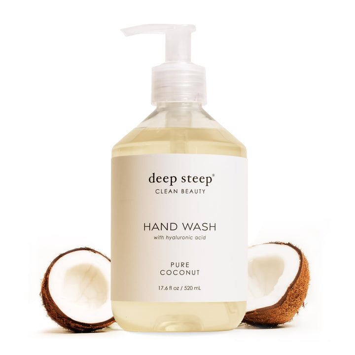 Deep Steep front bottle displaying product and coconut scent benefits
