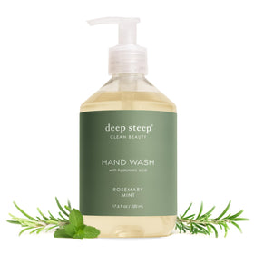 Deep Steep front bottle showing rosemary mint scent and moisturizing benefit