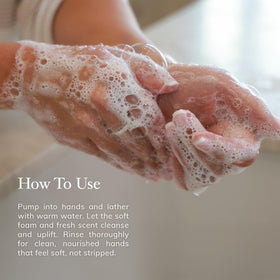 Deep Steep bottle in hand demonstrating gentle cleansing and softening benefit