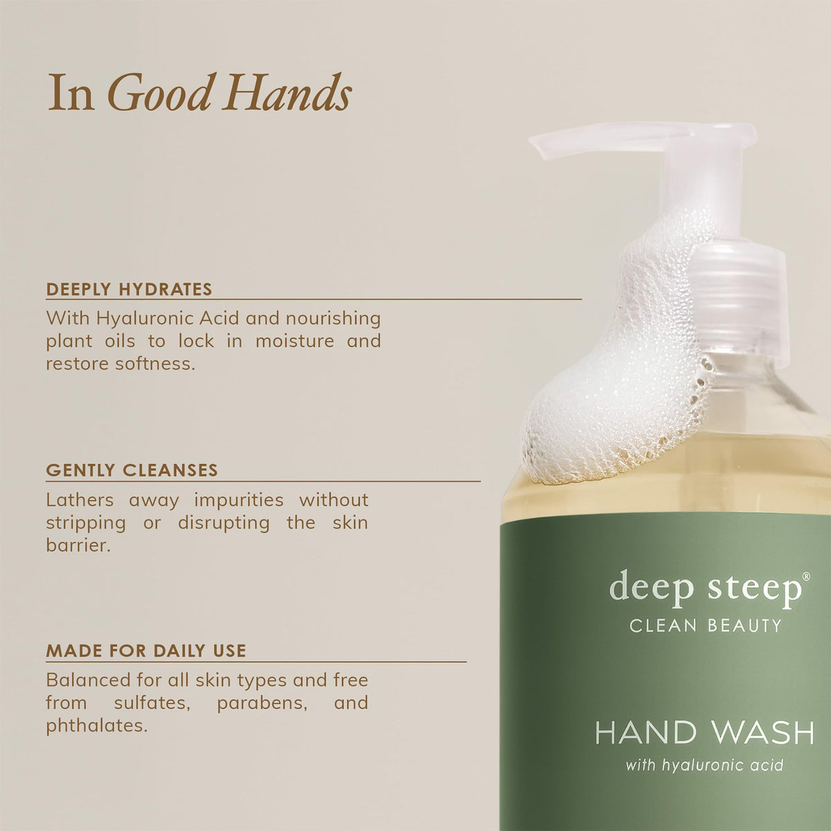 Deep Steep textured foam close-up showing softening, hydrating lather