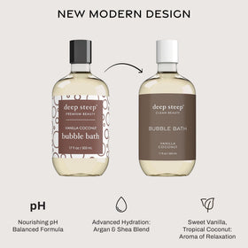 Deep Steep label close-up highlighting hypoallergenic and sulfate-free benefits