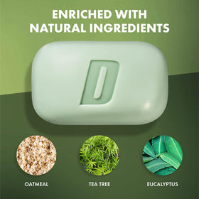 Defense Soap close-up of bar texture highlighting oatmeal inclusion and gentle exfoliation