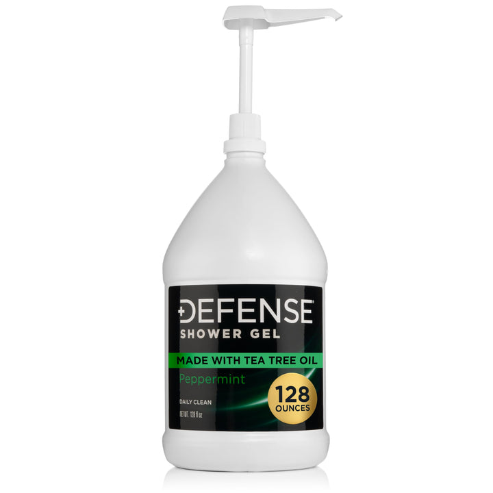 Defense Soap front label on one-gallon jug showing product name and benefits