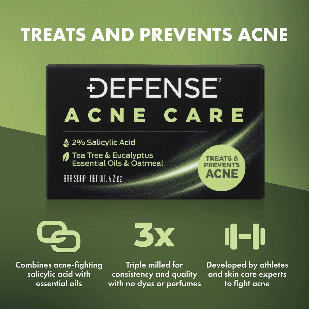 Defense Soap bar texture close-up showing oatmeal particles for gentle exfoliation