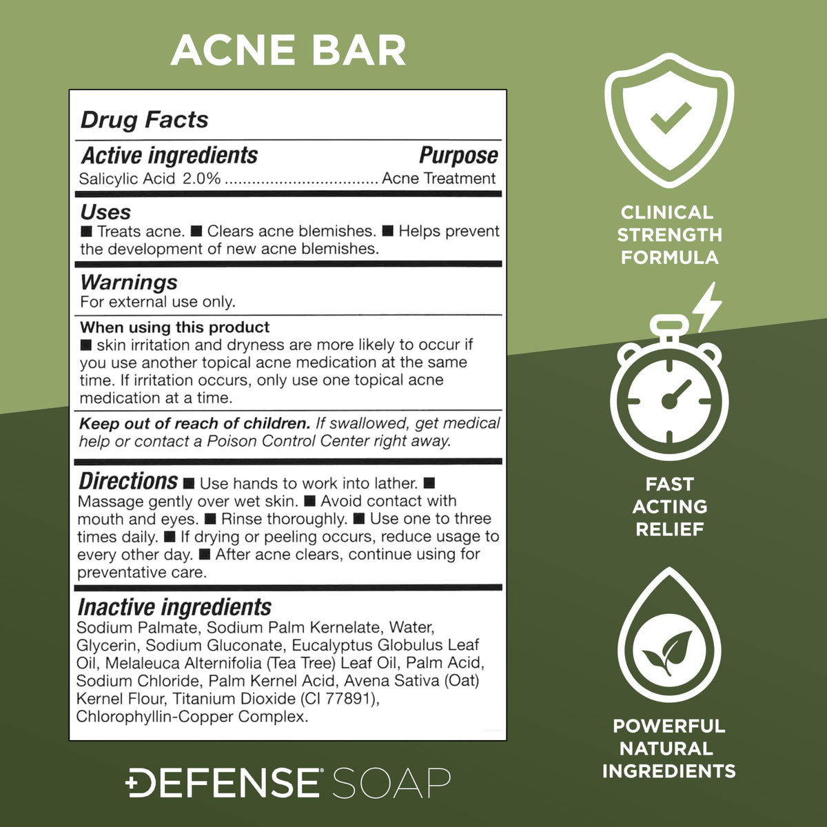 Defense Soap with oatmeal bowl highlighting natural soothing and oil control