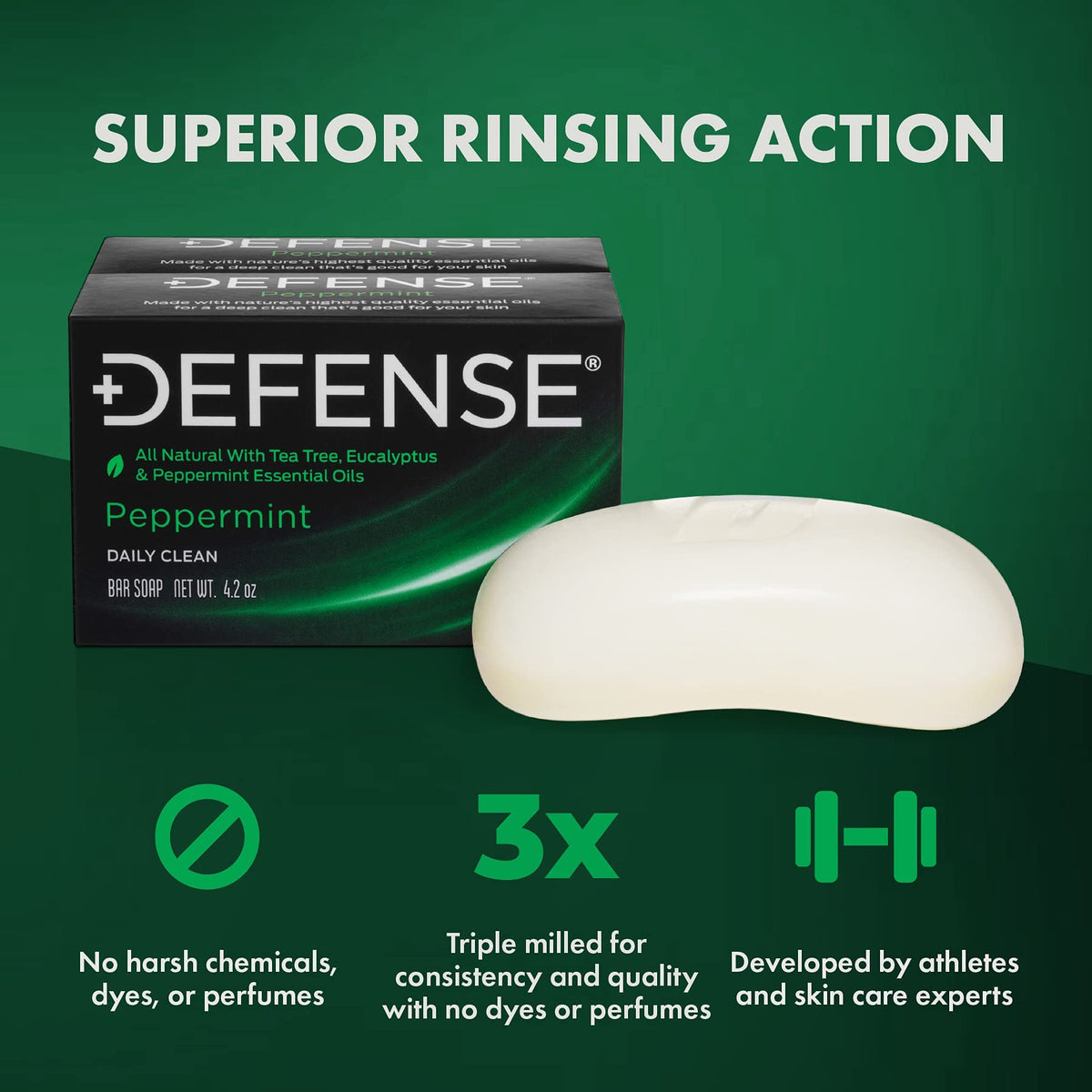 Defense Soap bar close-up showing triple-milled texture for durability