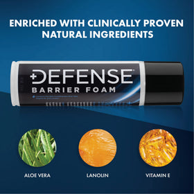 Defense Soap close-up foam texture highlighting fast absorption benefit