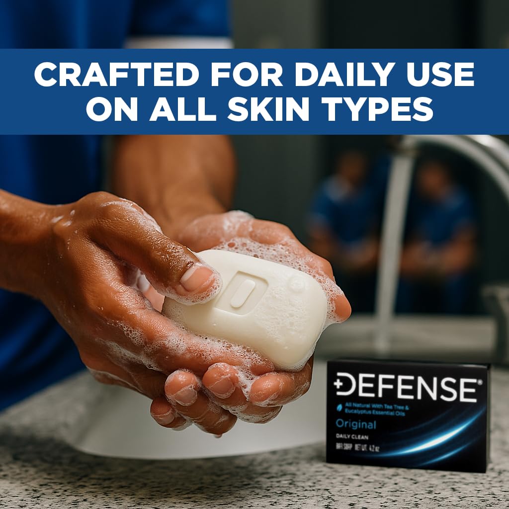 Defense Soap bars held in hand showing 4.2 oz size for reliable supply