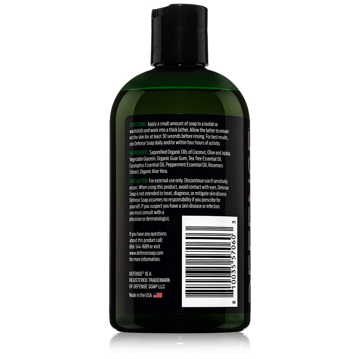 Defense Soap bottle on towel lifestyle shot conveying clean recovery ritual