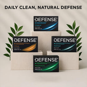 Defense Soap citrus bar label showcasing bright oils and energizing scent