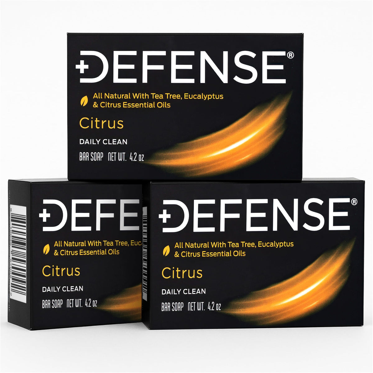 Defense Soap citrus bar in hand size comparison showing portable weight and convenience