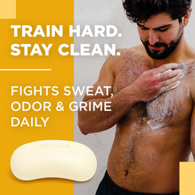 Defense Soap citrus bar in gym shower demonstrating post-workout refresh