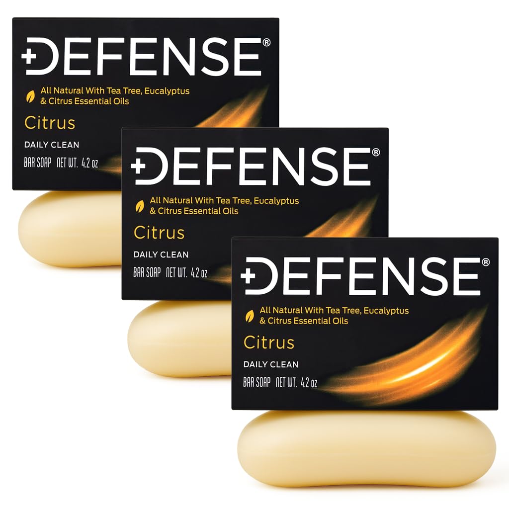 Defense Soap citrus ingredient label closeup highlighting natural essential oil blend
