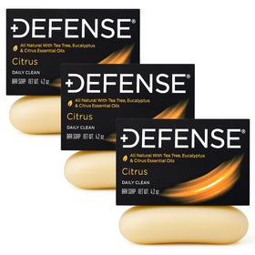 Defense Soap citrus ingredient label closeup highlighting natural essential oil blend