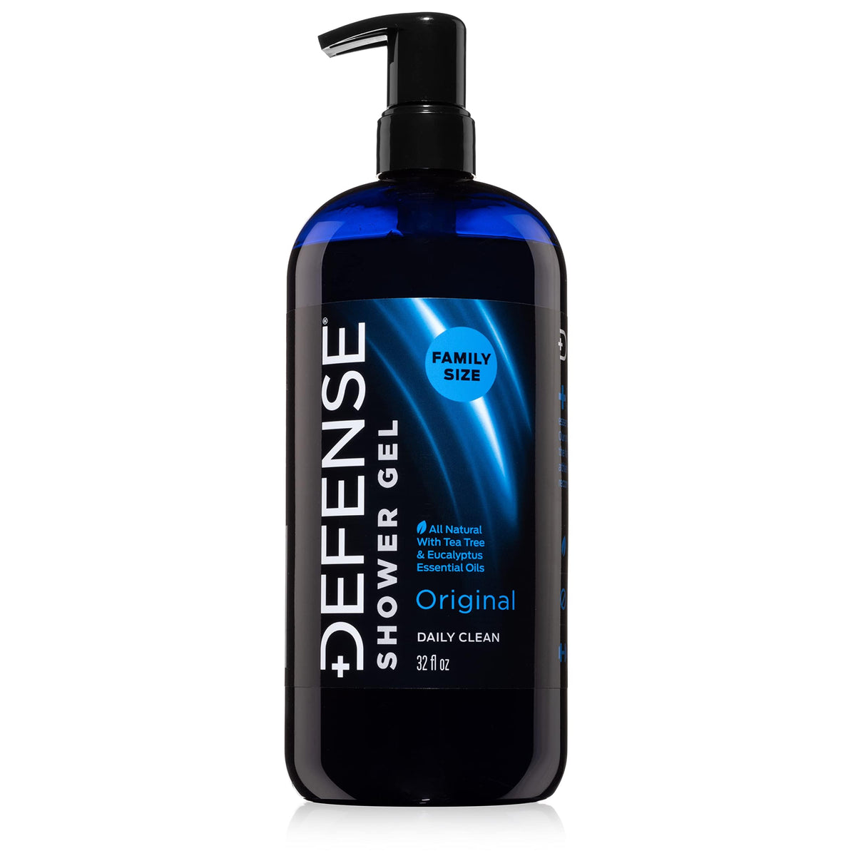 Defense Soap front packaging 32 oz bottle showing pump and branding, convenient size