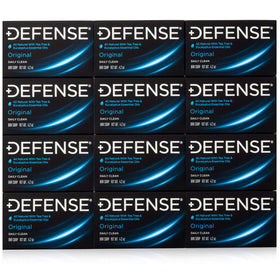 Defense Soap front packaging showing 12 bars and bulk value