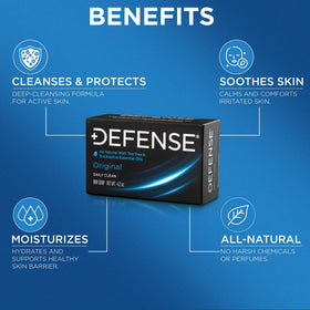 Defense Soap lather texture on washcloth showing rich foam and effective wash action