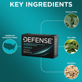 Defense Soap close-up of oatmeal bar texture highlighting exfoliating grains