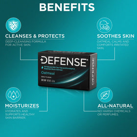 Defense Soap lather in hand demonstrating rich foam and easy rinsing
