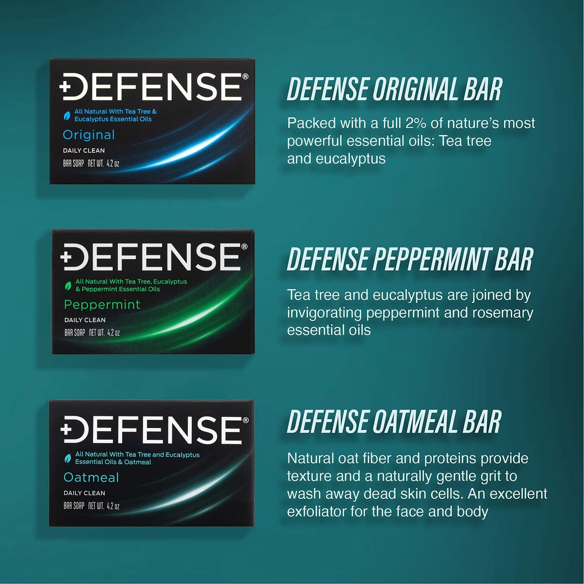 Defense Soap on bathroom shelf in lifestyle scene promoting everyday use
