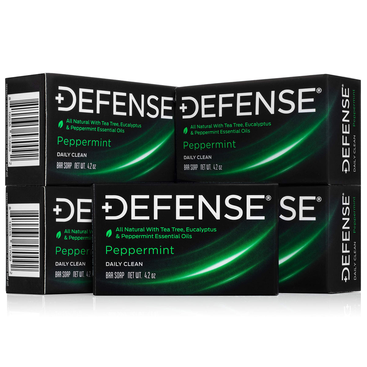 Defense Soap peppermint bar front packaging shows brand and reliable bulk supply benefit