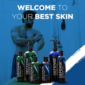 Defense Soap pouring from bottle onto hand for easy post-workout use