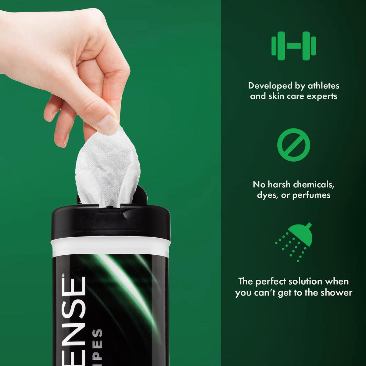 Defense Soap close-up wipe texture highlighting absorbent cloth benefit