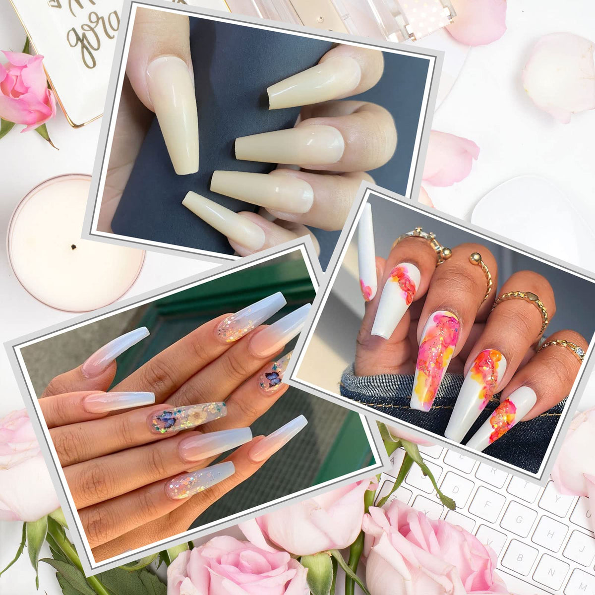 Defuber lifestyle party manicure showing finished ballerina nails for events