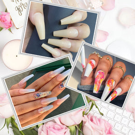 Defuber lifestyle party manicure showing finished ballerina nails for events