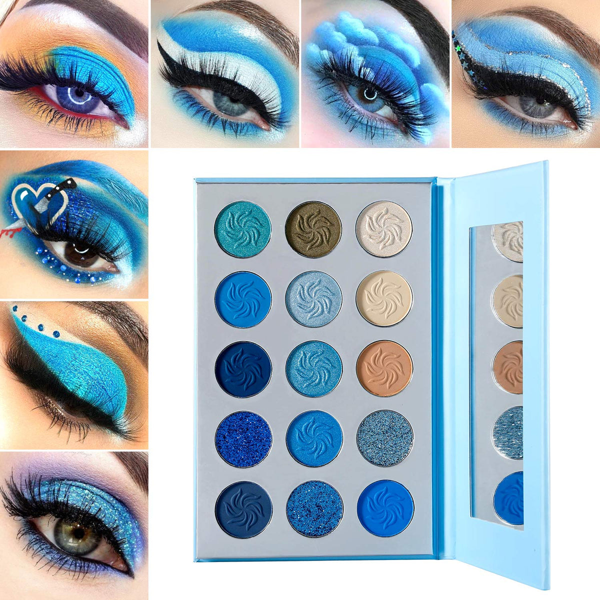 DE'LANCI close-up of pans showing matte and shimmer textures for smooth blending