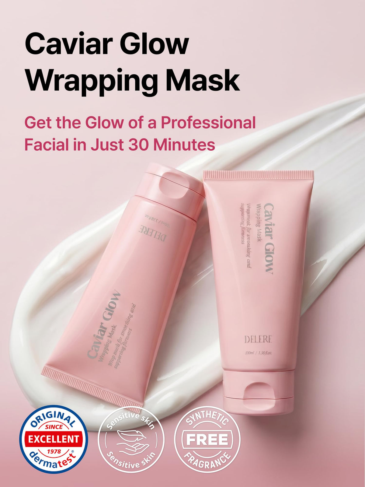 Delere open jar texture of creamy wrap mask demonstrating rich consistency