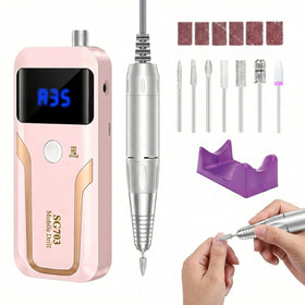 DELIFO electric nail drill front view showing compact design and portability benefit