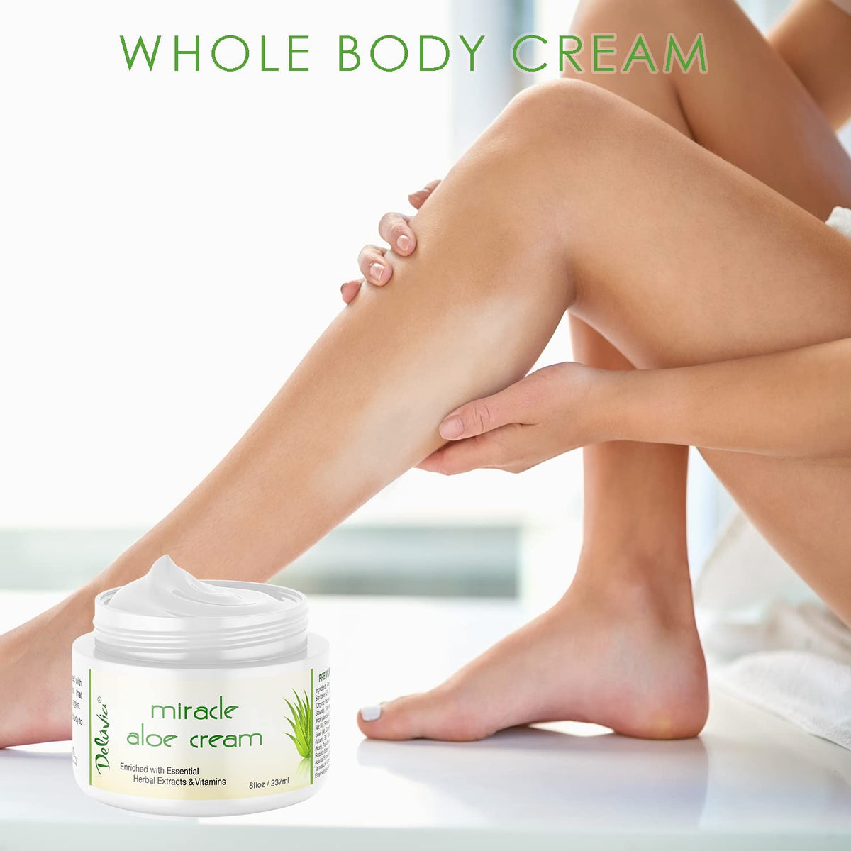 DELÚVIA cream being massaged into heel demonstrating intensive foot hydration benefit