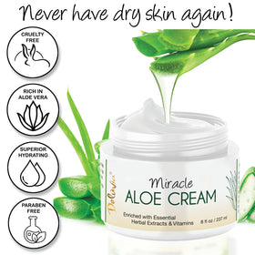DELÚVIA open jar close-up showing creamy aloe texture for quick absorption benefit