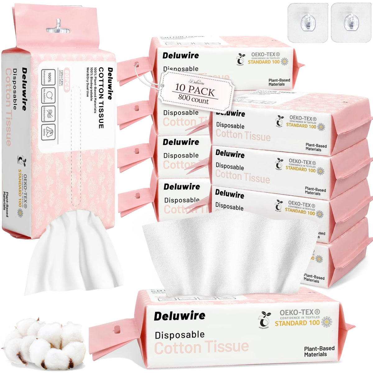 Deluwire front packaging showing 80-count box and hygienic convenience