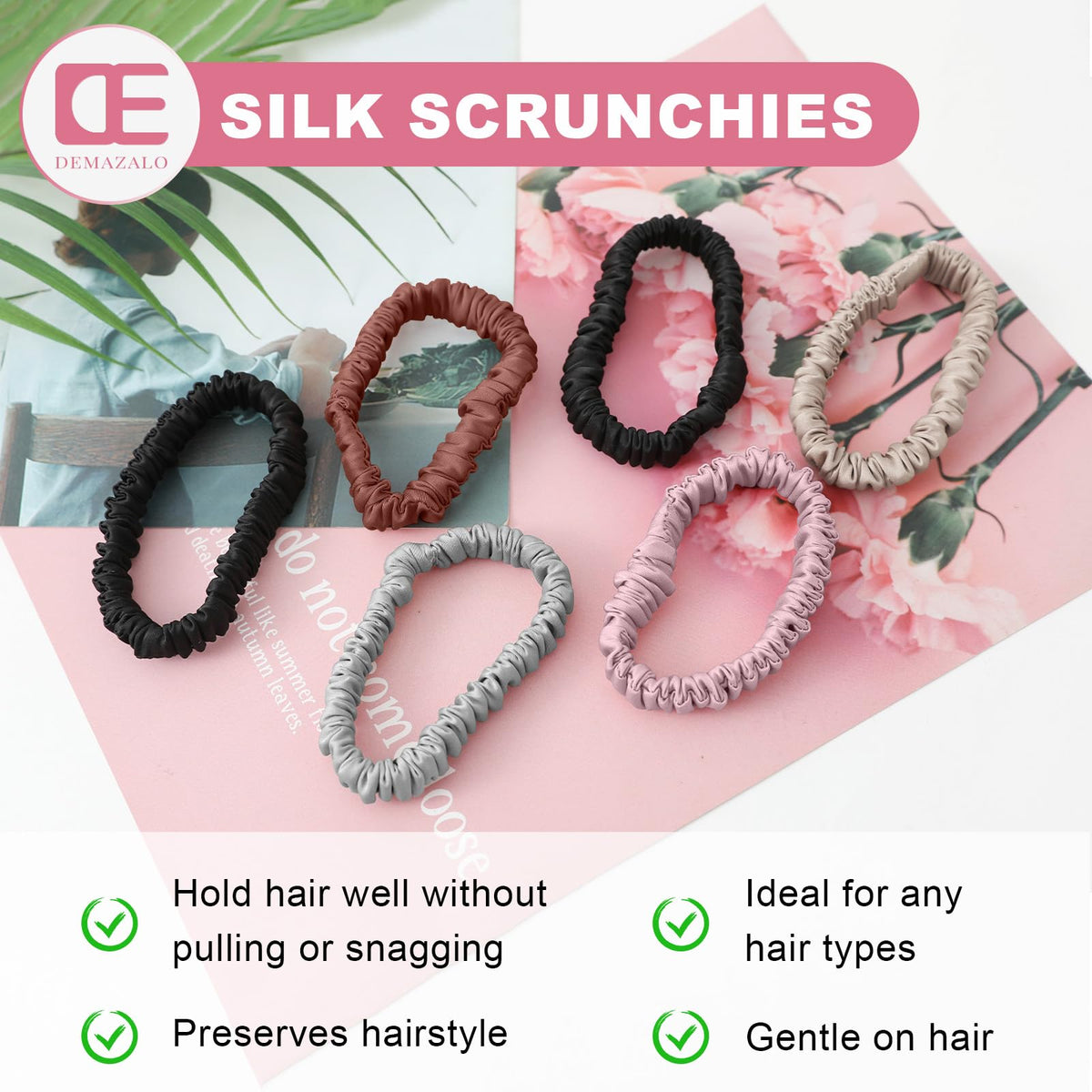 DEMAZALO gift box open with silk scrunchies displayed for presentable packaging