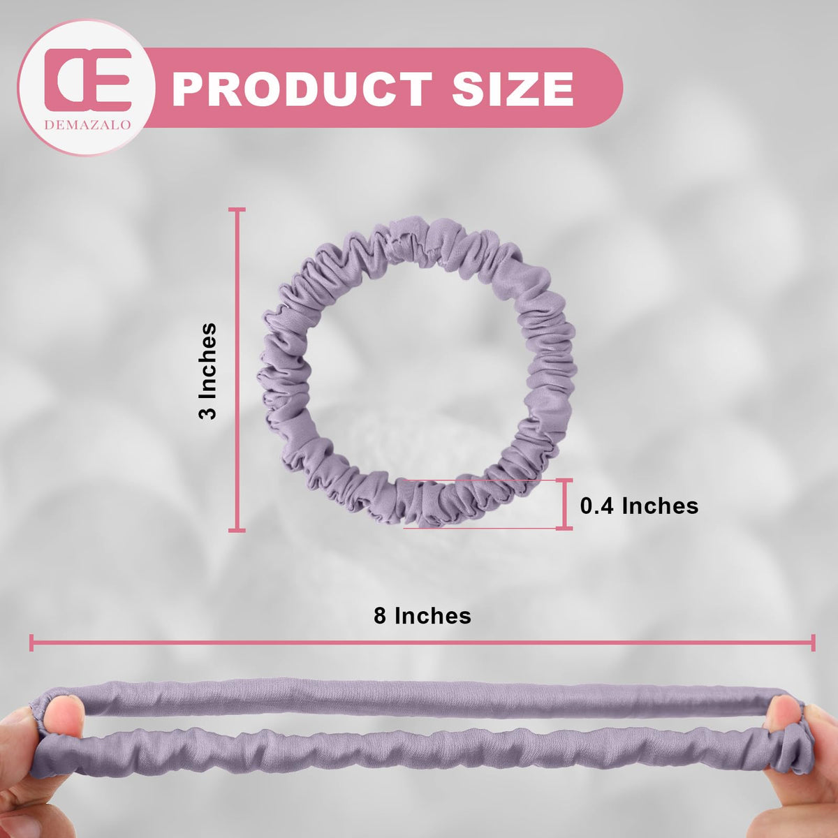 DEMAZALO view of elastic core inside scrunchie demonstrating secure gentle hold