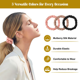 DEMAZALO detail of elastic core inside scrunchie, stretch that secures styles
