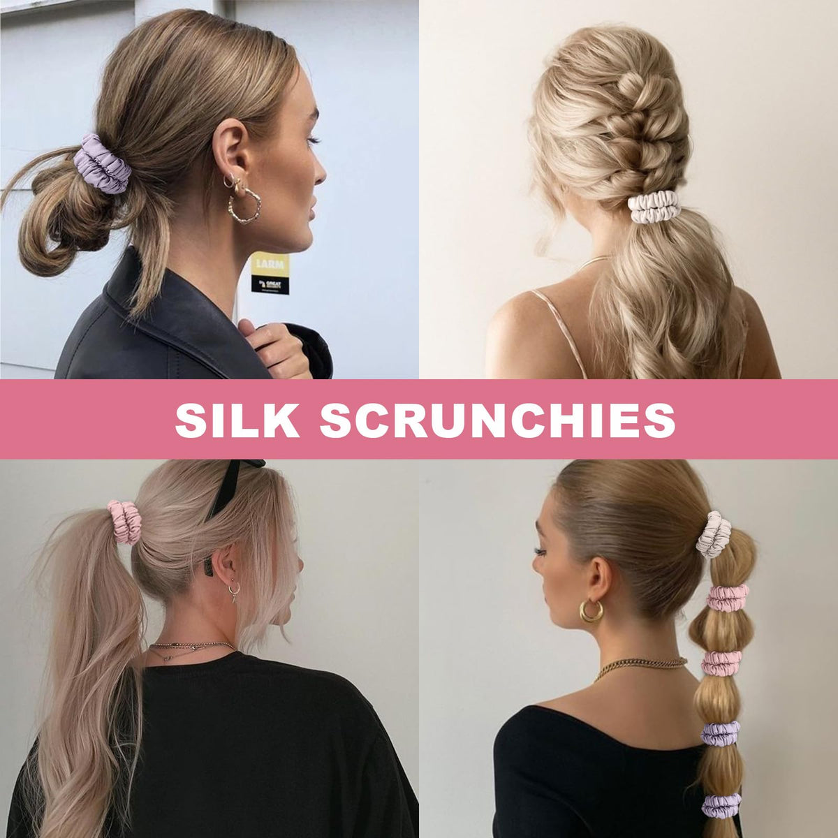 DEMAZALO silk scrunchies in gift box emphasizing ready-to-give presentation