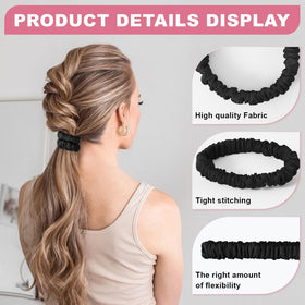 DEMAZALO scrunchie in a high ponytail, secures hair without creases or pulling