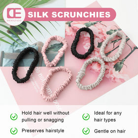 DEMAZALO scrunchies on a model wrist for size and scale, wearable accessory