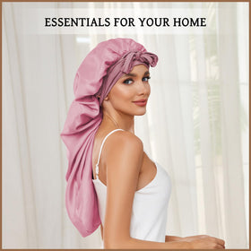 DEMAZALO bonnet next to a hand to show extra-large size and volume
